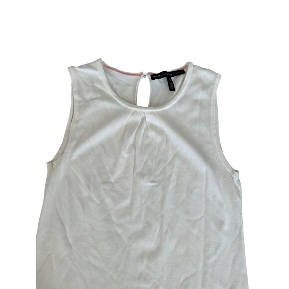 WHITE HOUSE BLACK MARKET WHBM Ivory Crewneck Tank Top Size XS - Picture 4 of 6